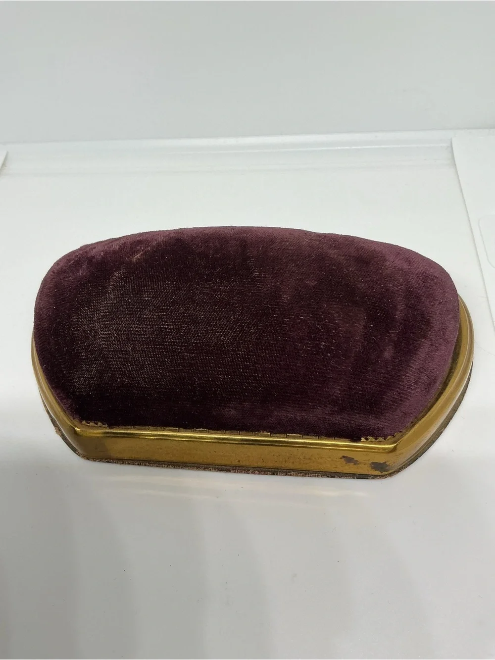 Vtg Alton “Watch of the Hour” Brass Presentation Display Box Purple Velvet USA